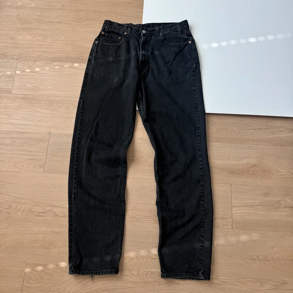 Levis 550 Relaxed Fit Black Denim Jeans Mens 34x34 100% Cotton Straight Leg